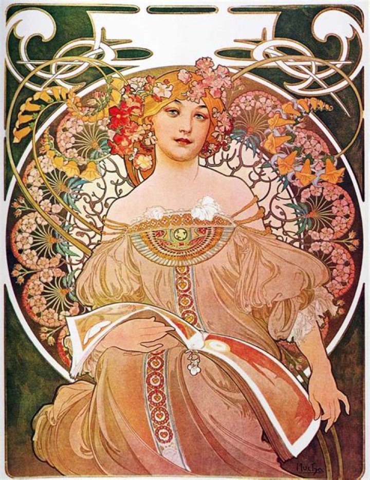 How was Mucha associated with Art Nouveau?