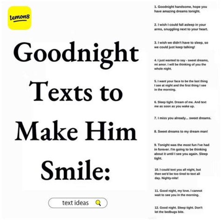 What to text a guy in the night to make him smile?