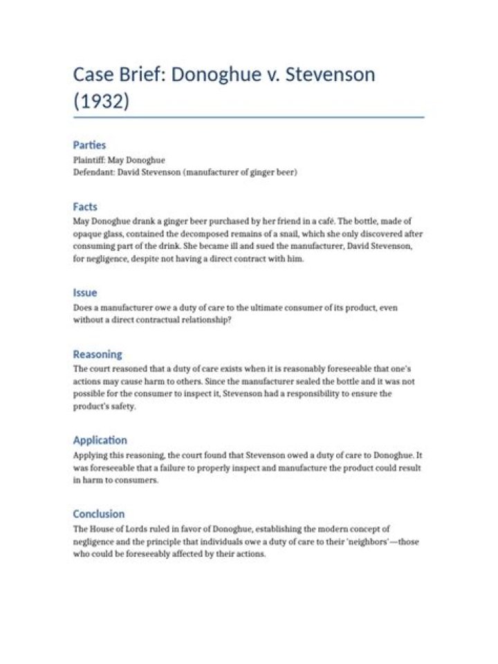 What type of reasoning was used in the case of Donoghue v Stevenson?
